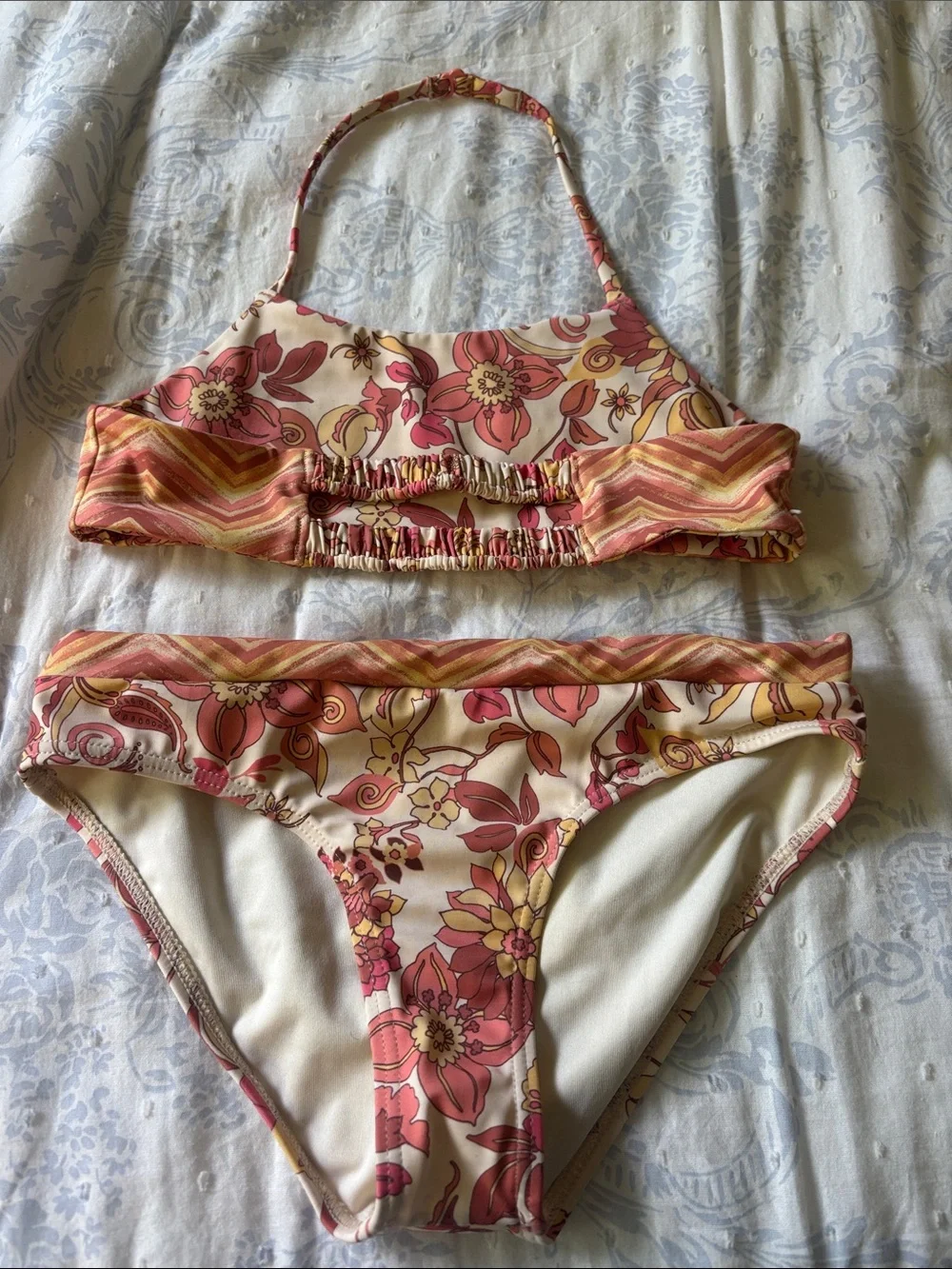Floral Pink & Yellow girls  Bikini Set